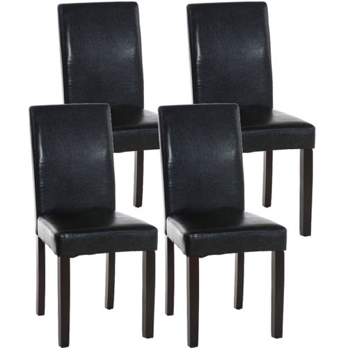 Lot De 4 Chaises De Salle À Manger Ina Similicuir Avec Pieds En Bois Noir /marron Foncé