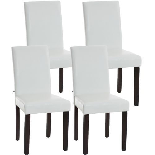 Lot De 4 Chaises De Salle À Manger Ina Similicuir Avec Pieds En Bois Blanc /marron Foncé