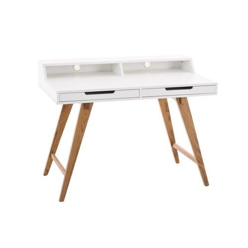Table De Bureau Secrétaire Eaton En Mdf Piètement Bois De Chêne Blanc /110 Cm