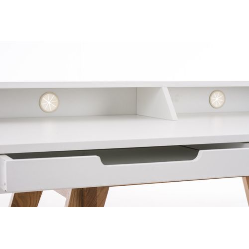 Table De Bureau Secrétaire Eaton En Mdf Piètement Bois De Chêne Blanc /110 Cm