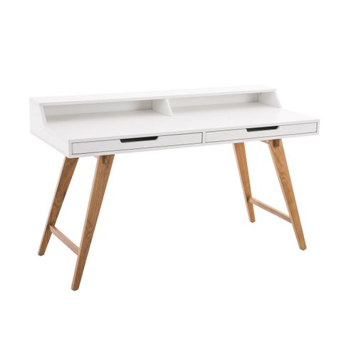 Table De Bureau Secrétaire Eaton En Mdf Piètement Bois De Chêne Blanc /140 Cm