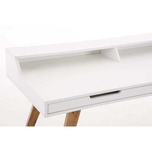 Table De Bureau Secrétaire Eaton En Mdf Piètement Bois De Chêne Blanc /140 Cm