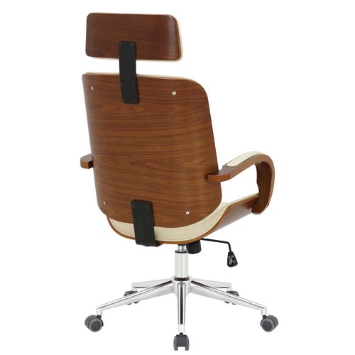 Fauteuil De Bureau Dayton En Similicuir Ajustable Et Pivotant Noyer / Crème