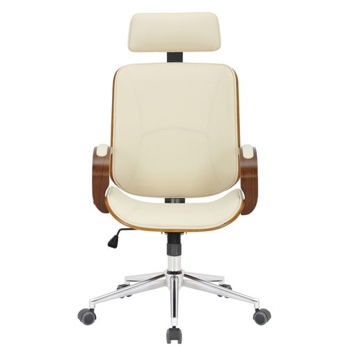 Fauteuil De Bureau Dayton En Similicuir Ajustable Et Pivotant Noyer / Crème