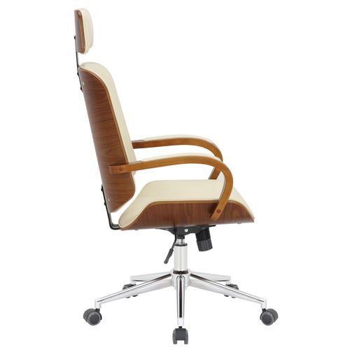 Fauteuil De Bureau Dayton En Similicuir Ajustable Et Pivotant Noyer / Crème