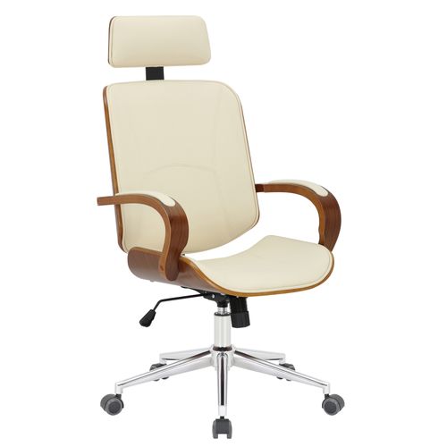 Fauteuil De Bureau Dayton En Similicuir Ajustable Et Pivotant Noyer / Crème