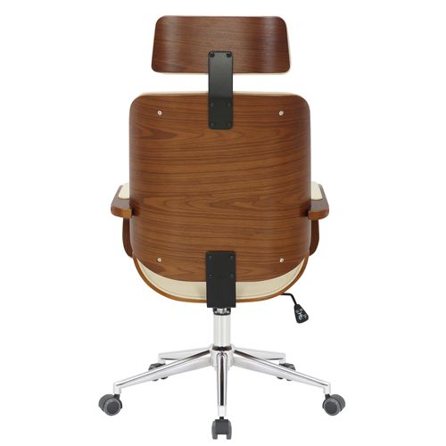 Fauteuil De Bureau Dayton En Similicuir Ajustable Et Pivotant Noyer / Crème