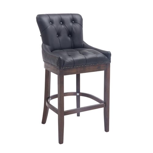 Tabouret De Bar Lakewood Antique-foncé Cuir Véritable Noir