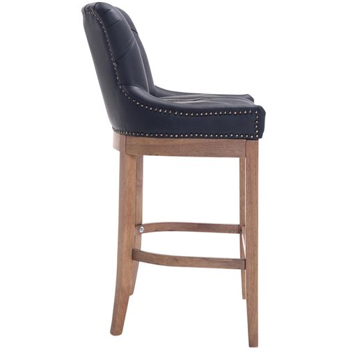 Tabouret De Bar Lakewood Antique-clair Cuir Véritable Noir