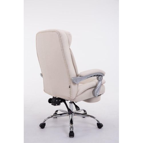 Fauteuil De Bureau Troy En Tissu Avec Repose-pieds Crème