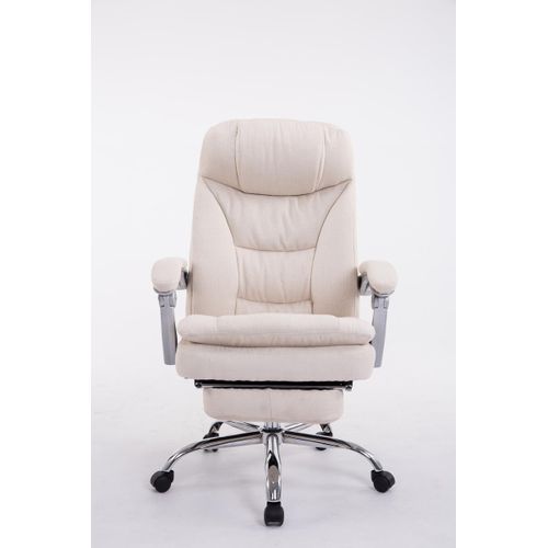 Fauteuil De Bureau Troy En Tissu Avec Repose-pieds Crème