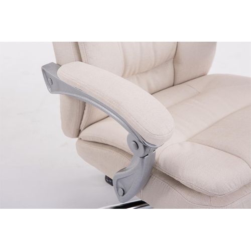 Fauteuil De Bureau Troy En Tissu Avec Repose-pieds Crème