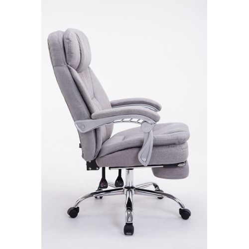 Fauteuil De Bureau Troy En Tissu Avec Repose-pieds Gris