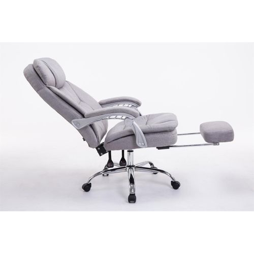 Fauteuil De Bureau Troy En Tissu Avec Repose-pieds Gris