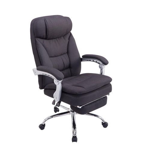 Fauteuil De Bureau Troy En Tissu Avec Repose-pieds Noir