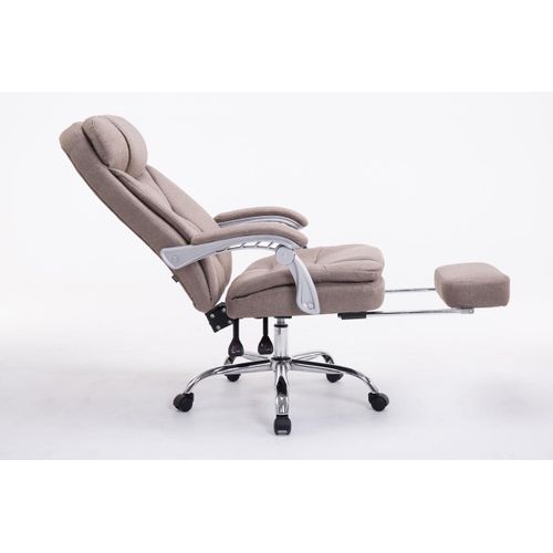 Fauteuil De Bureau Troy En Tissu Avec Repose-pieds Taupe