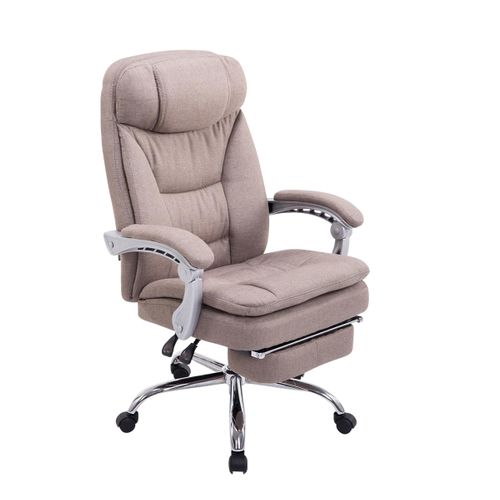 Fauteuil De Bureau Troy En Tissu Avec Repose-pieds Taupe