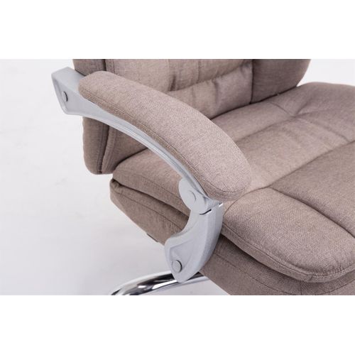 Fauteuil De Bureau Troy En Tissu Avec Repose-pieds Taupe