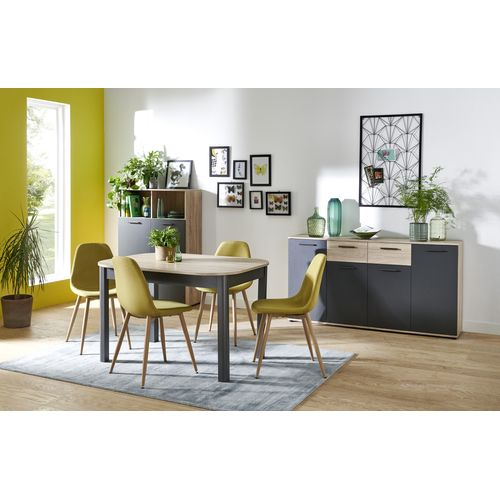 Buffet haut 2 portes/2 niches TOLEDO décor chêne sonoma/ gris