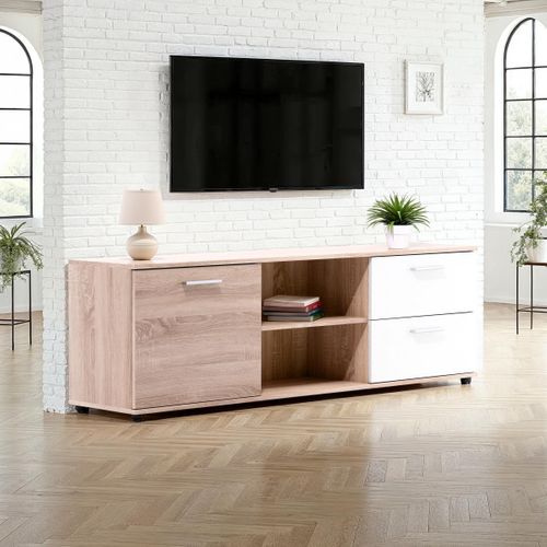Meuble TV L.160 TOLEDO décor chêne sonoma/blanc