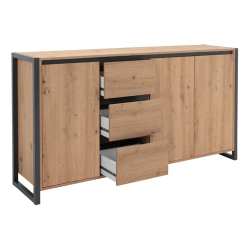 Buffet Bas 160 Cm 3 Tiroirs 3 Portes Denver