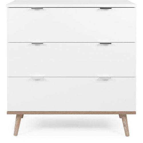 Commode Göteborg 3 Tiroirs Décor Chêne Sonoma Blanc Scandinave L 79,8 X P 40 X H 86,5 Cm