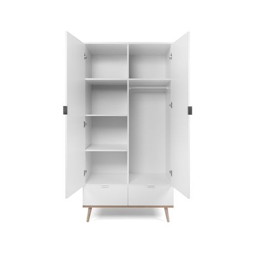 Armoire 2 Portes 2 Tiroirs + Barre Penderie H180 X L90 Cm