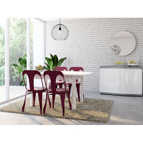 Table à Manger - Kayri - Rectangulaire - Béton / Blanc - 4 à 6 Personnes - 120-160 X 76 X 90 Cm