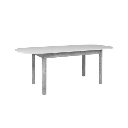 Table à Manger - Kayri - Rectangulaire - Béton / Blanc - 6 à 8 Personnes - 160-200 X 76 X 90 Cm