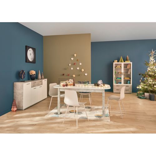 Table L.160/200 rectangulaire TOLEDO 2 imitation béton/ blanc