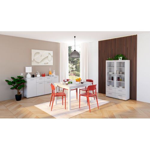 Table L.120/160 rectangulaire TOLEDO blanc brillant