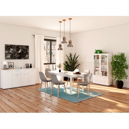 Table L.160/200 rectangulaire TOLEDO blanc brillant