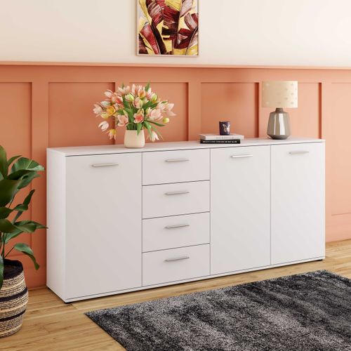 Buffet 3 portes/4 tiroirs TOLEDO blanc brillant