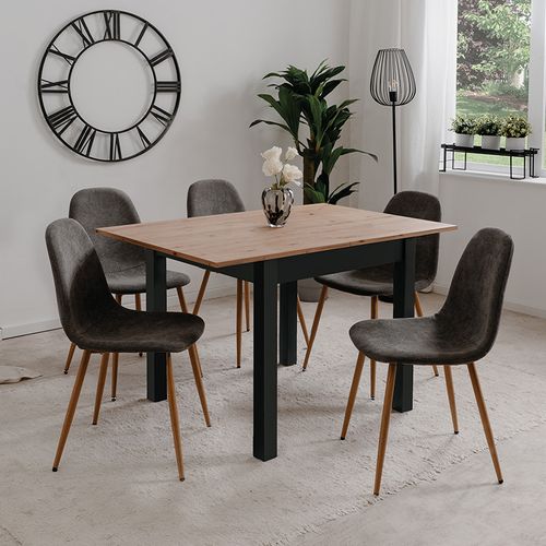 Chaise Velours Gris Pieds Métal Anya