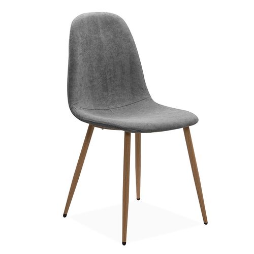 Chaise Velours Gris Pieds Métal Anya