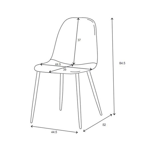 Chaise Velours Gris Pieds Métal Anya