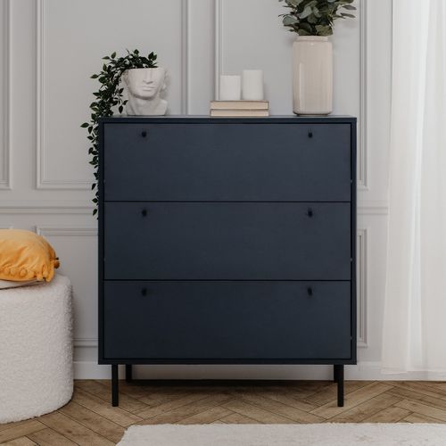 Commode 3 Tiroirs Bleu Royal L80 Cm