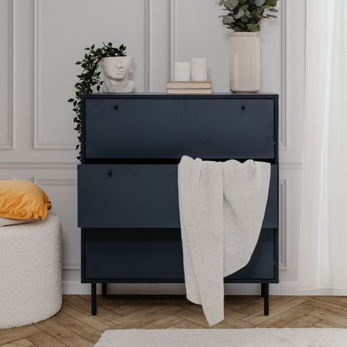 Commode 3 Tiroirs Bleu Royal L80 Cm