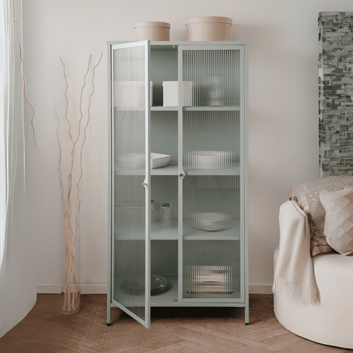 Vitrine Avec 2 Portes Vitrées Et 3 Étagères En Métal L80 Cm