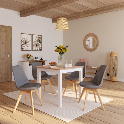 Table avec allonge 80/120 DORA Imitation chêne/ blanc