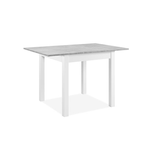 Table avec allonge 80/120 DORA Imitation béton/blanc