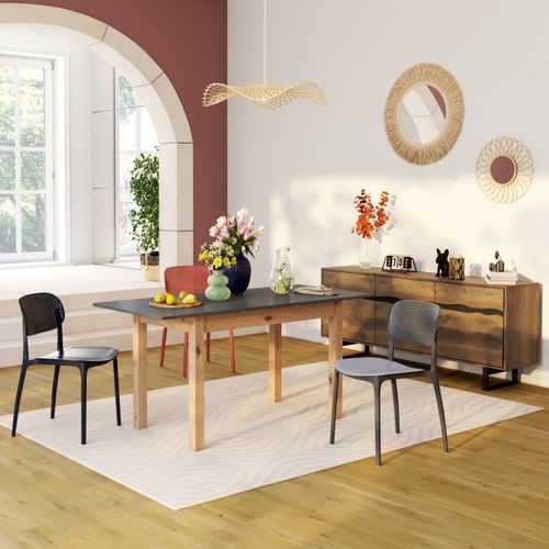 Table extensible L. 120/160 cm DORA Imitation chêne et gris