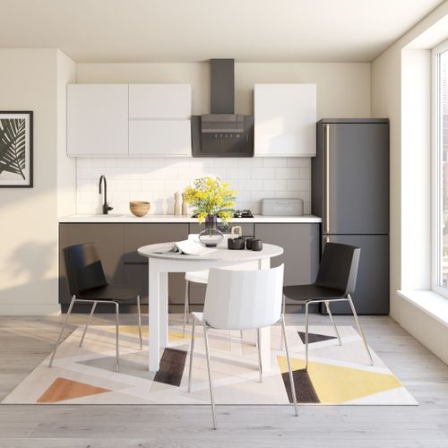 Table ronde extensible 100/140 DORA Imitation béton/blanc