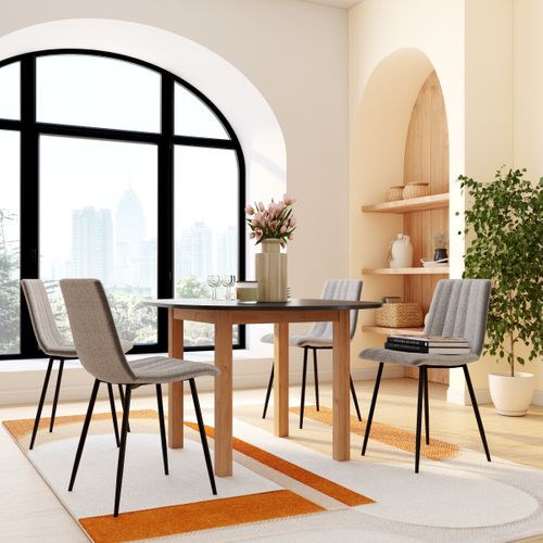 Table ronde allonge 100/140 DORA Imitation chêne et gris