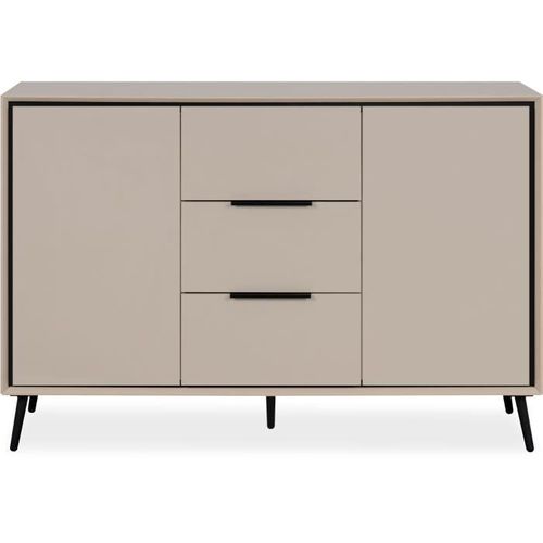 Buffet - Arona 01b - Beige / Noir - 2 Portes, 3 Tiroirs - 135 X 90 X 38 Cm