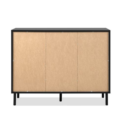 Buffet 2 Portes 4 Tiroirs Noir Et Bois Monza