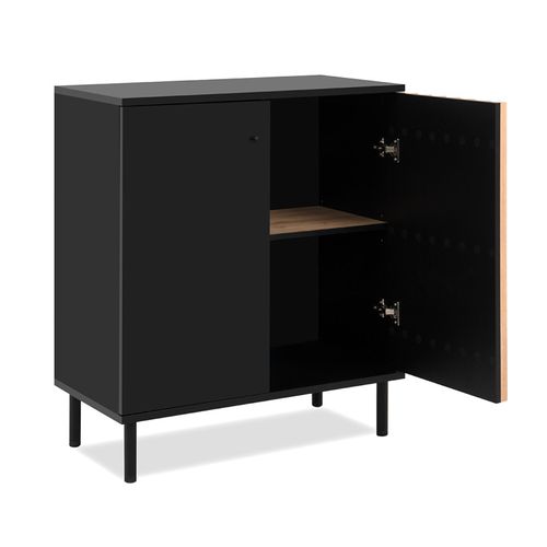 Buffet Petit Modèle 2 Portes Noir Et Bois Monza