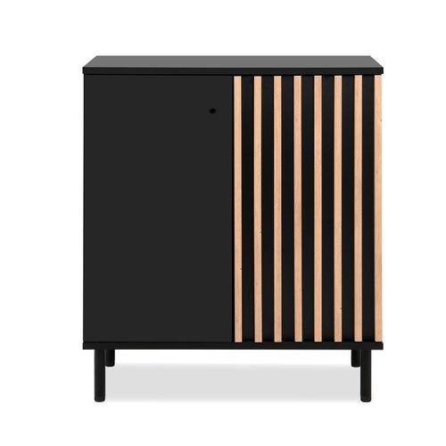 Buffet Petit Modèle 2 Portes Noir Et Bois Monza