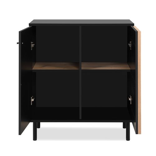 Buffet Petit Modèle 2 Portes Noir Et Bois Monza