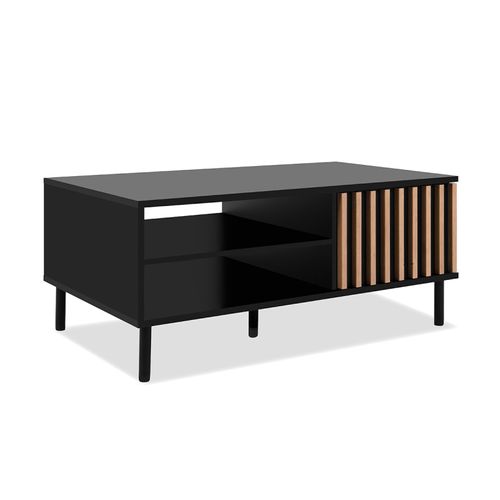 Table Basse 2 Niches 1 Porte Noir Et Bois Monza
